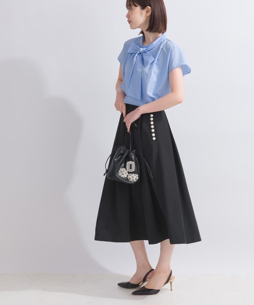 PICCIN（ピッチン）の「リボンタイブラウス（シャツ/ブラウス・レディース・サックスブルー/ブラック/オフホワイト・M）」の16枚目の写真