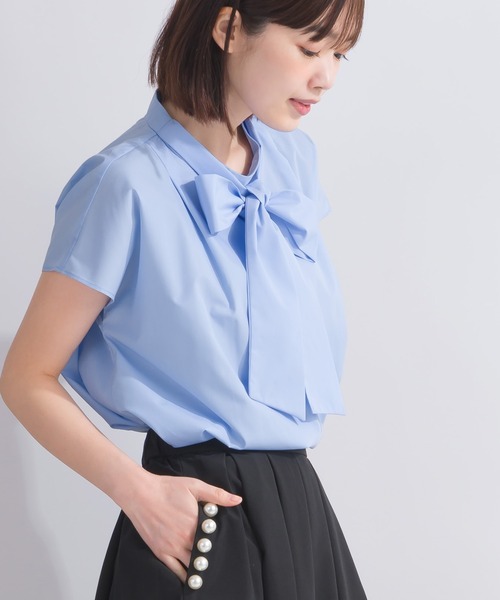 PICCIN（ピッチン）の「リボンタイブラウス（シャツ/ブラウス・レディース・サックスブルー/ブラック/オフホワイト・M）」の14枚目の写真