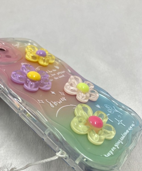 iPhone 7フラワケース付き セール】フラワーストラップ付き フラワーパーツ / カラフル