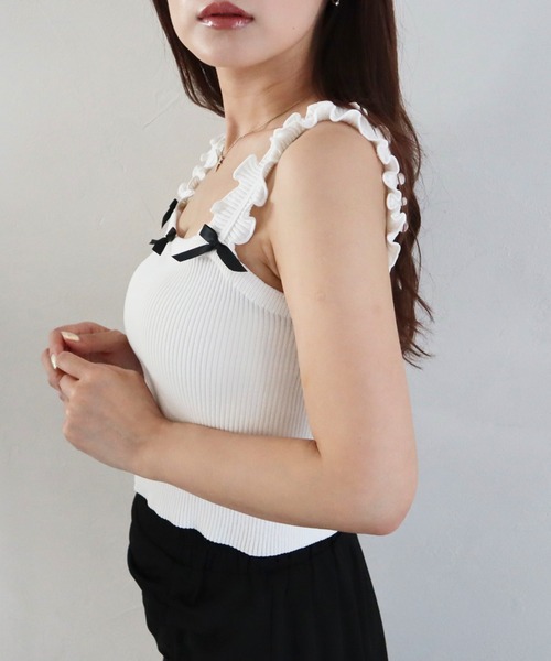 CECIL McBEE キャミソール CECIL McBEE（セシルマクビー）の「リブニットリボン付き