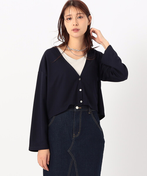 COMME CA ISM（コムサイズム）の「【サスティナブル】AQUAROBE ショート丈 カーディガン（カーディガン/ボレロ・レディース・ネイビー/ホワイト/ブルー・FREE）」の3枚目の写真