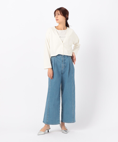 COMME CA ISM（コムサイズム）の「【サスティナブル】AQUAROBE ショート丈 カーディガン（カーディガン/ボレロ・レディース・ネイビー/ホワイト/ブルー・FREE）」の4枚目の写真