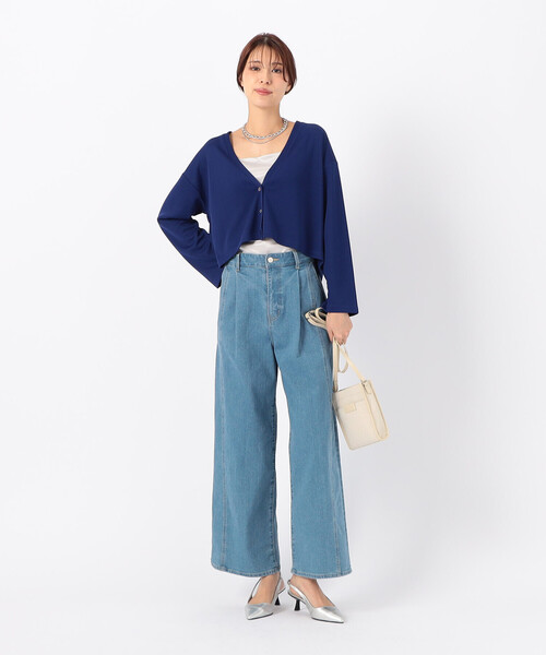 COMME CA ISM（コムサイズム）の「【サスティナブル】AQUAROBE ショート丈 カーディガン（カーディガン/ボレロ・レディース・ネイビー/ホワイト/ブルー・FREE）」の8枚目の写真