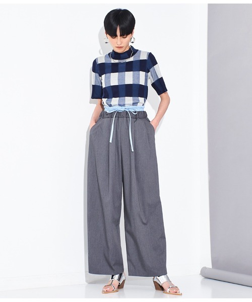 Settimissimo（セッティミッシモ）の「配色ダブルウエスト タックパンツ（その他パンツ・レディース・ベージュ/グレー・38）」の7枚目の写真