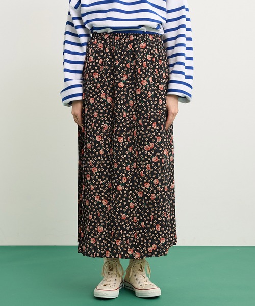 Dot&Stripes CHILD WOMAN(ドットアンドストライプス チャイルドウーマン)の「rosaプリント プリーツスカート(スカート・レディース・ブラック・FREE)」の8枚目の写真