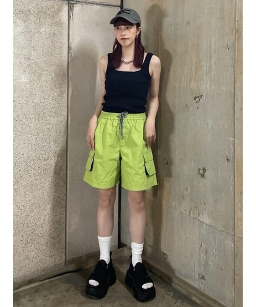 THROW by SLY(スローバイスライ)の「THROW 16 x THROW NYLON SHORTS シックスティーン スロー ナイロン ショーツ 春服 夏服 ショートパンツ(スラックス・レディース・グレー/ライトグリーン・FREE)」の12枚目の写真