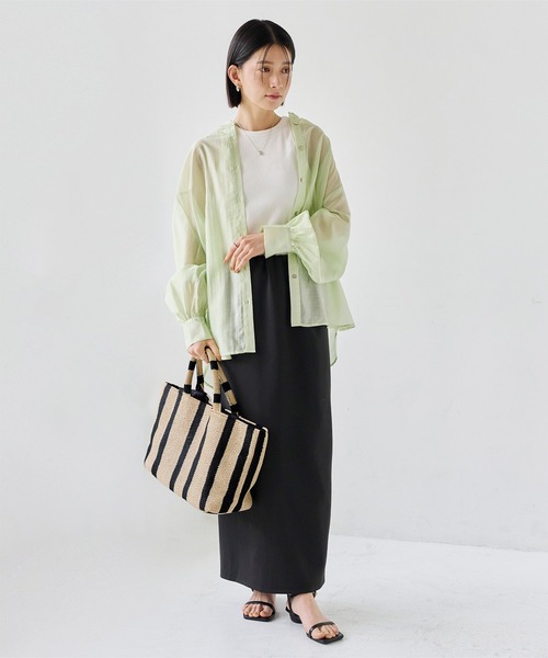 titivate（ティティベイト）の「ストライプペーパーかごバッグ（かごバッグ・レディース・ブラック・FREE）」の10枚目の写真