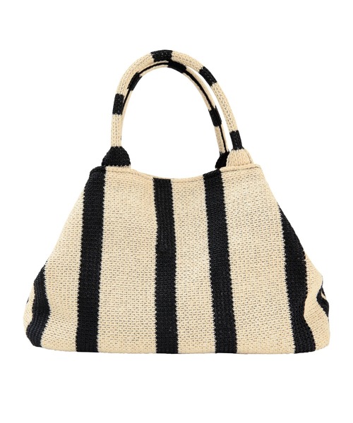 titivate（ティティベイト）の「ストライプペーパーかごバッグ（かごバッグ・レディース・ブラック・FREE）」の3枚目の写真