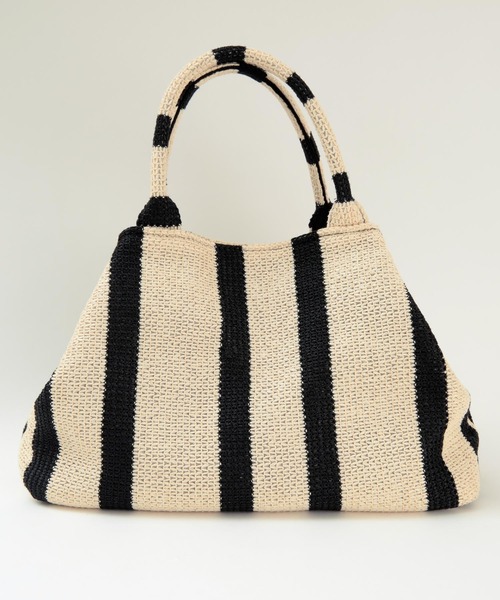 titivate（ティティベイト）の「ストライプペーパーかごバッグ（かごバッグ・レディース・ブラック・FREE）」の6枚目の写真