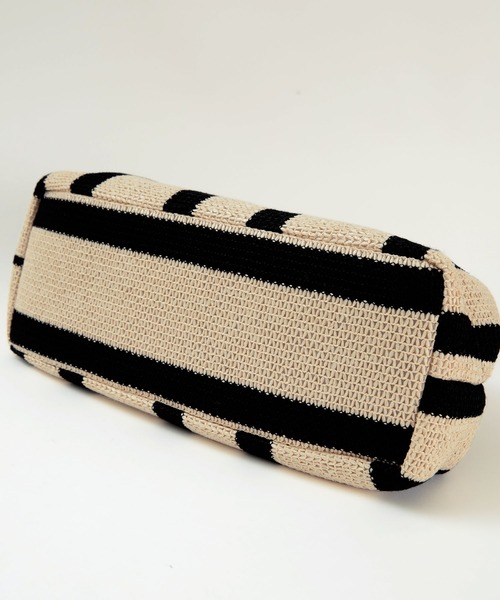 titivate（ティティベイト）の「ストライプペーパーかごバッグ（かごバッグ・レディース・ブラック・FREE）」の2枚目の写真