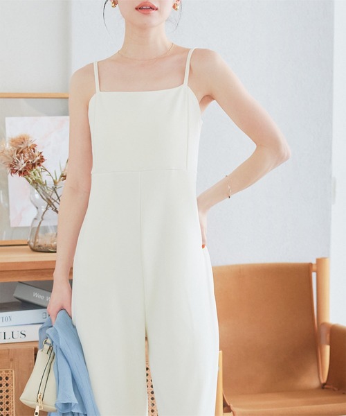 KOBE LETTUCE（コウベレタス）の「[ ストレッチ×ノーアイロン ] 細見えストレッチキャミサロペット（サロペット/オーバーオール・レディース・アイボリー系/チャコールグレー/ブラック・M/PM）」の17枚目の写真