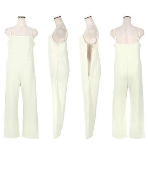 KOBE LETTUCE（コウベレタス）の「[ ストレッチ×ノーアイロン ] 細見えストレッチキャミサロペット（サロペット/オーバーオール・レディース・アイボリー系/チャコールグレー/ブラック・M/PM）」の4枚目の写真