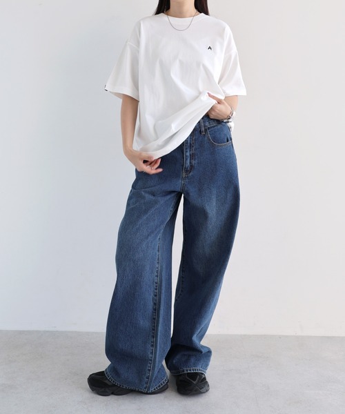 ANME(アンメ)の「ワンポイントロゴ刺繍Tシャツ(Tシャツ/カットソー・レディース・ブラック/オートミール/オフホワイト・M/L/XL/XXL)」の6枚目の写真