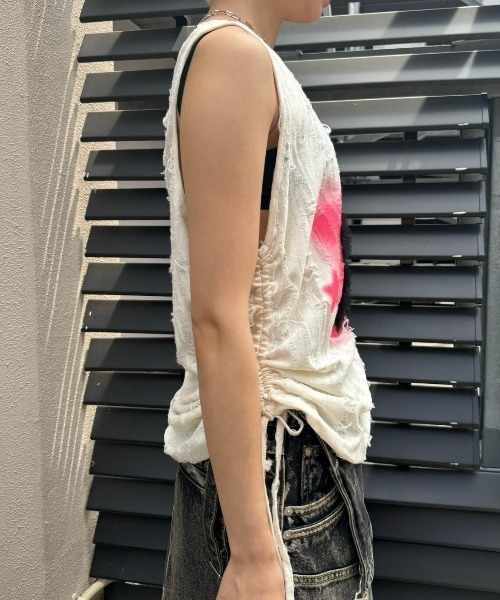 XU（エックスユー）の「【XU】star damage sleeveless（タンク
