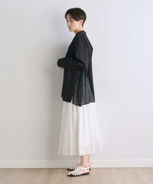 INED CLARO（イネドクラロ）の「シルケット天竺×ジョーゼットジャケット（ノーカラージャケット・レディース・ブラック/ホワイト・フリー）」の8枚目の写真