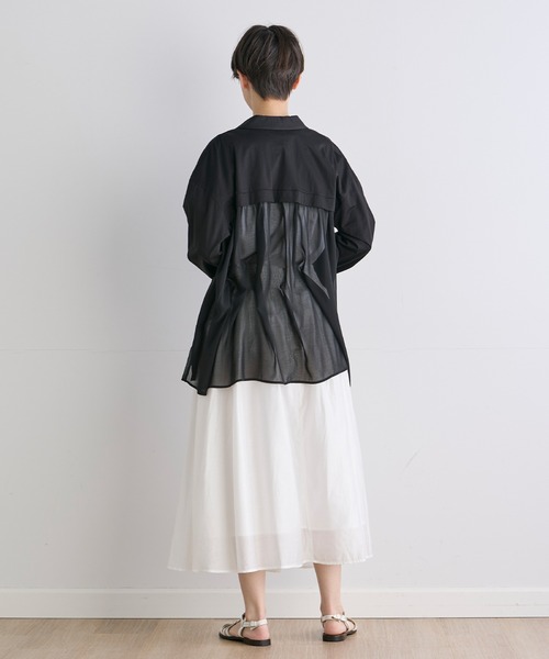 INED CLARO（イネドクラロ）の「シルケット天竺×ジョーゼットジャケット（ノーカラージャケット・レディース・ブラック/ホワイト・フリー）」の10枚目の写真