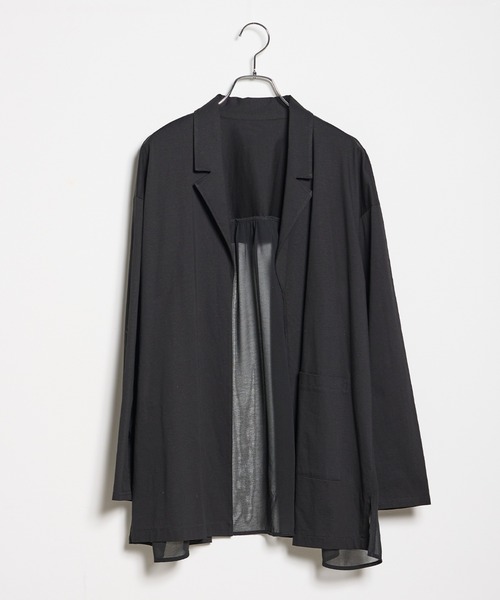 INED CLARO（イネドクラロ）の「シルケット天竺×ジョーゼットジャケット（ノーカラージャケット・レディース・ブラック/ホワイト・フリー）」の12枚目の写真