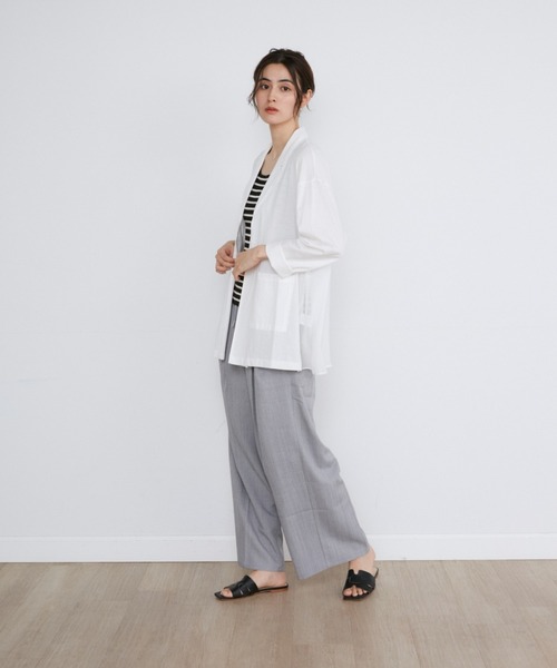 INED CLARO（イネドクラロ）の「シルケット天竺×ジョーゼットジャケット（ノーカラージャケット・レディース・ブラック/ホワイト・フリー）」の21枚目の写真