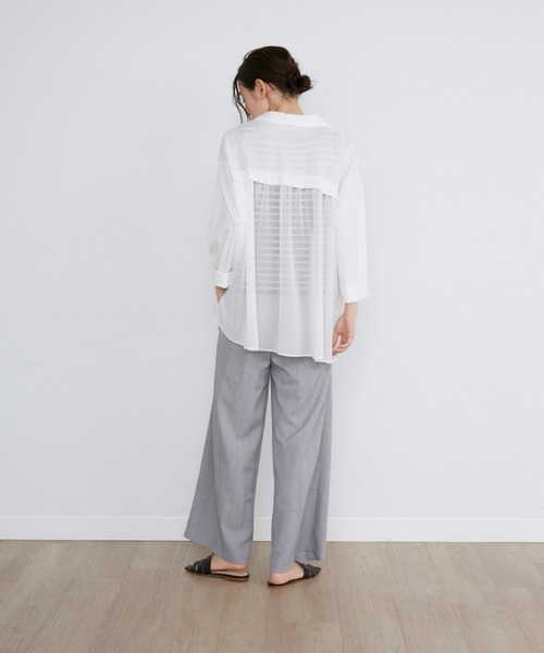 INED CLARO（イネドクラロ）の「シルケット天竺×ジョーゼットジャケット（ノーカラージャケット・レディース・ブラック/ホワイト・フリー）」の22枚目の写真