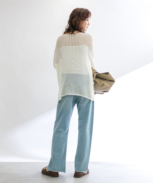 RIVE DROITE（リヴドロワ）の「ギマコットンハリヌキメッシュニット（ニット/セーター・レディース・ベージュ/オフホワイト・FREE）」の6枚目の写真