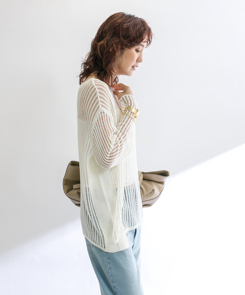 RIVE DROITE（リヴドロワ）の「ギマコットンハリヌキメッシュニット（ニット/セーター・レディース・ベージュ/オフホワイト・FREE）」の8枚目の写真