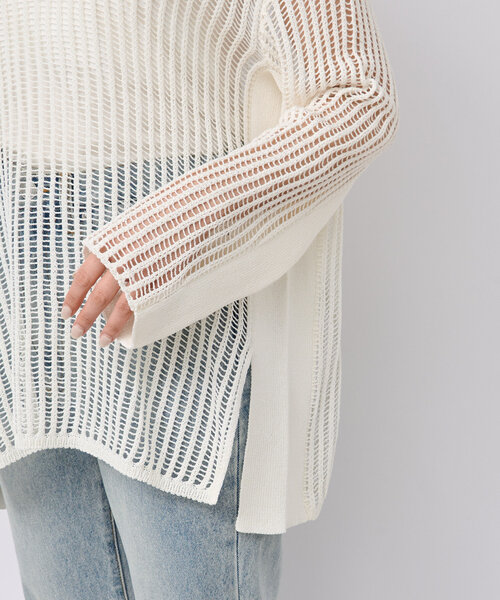 RIVE DROITE（リヴドロワ）の「ギマコットンハリヌキメッシュニット（ニット/セーター・レディース・ベージュ/オフホワイト・FREE）」の14枚目の写真