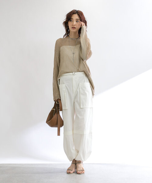 RIVE DROITE（リヴドロワ）の「ギマコットンハリヌキメッシュニット（ニット/セーター・レディース・ベージュ/オフホワイト・FREE）」の17枚目の写真