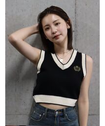 EVRIS | エンブレムクロップドニットベスト(ベスト)