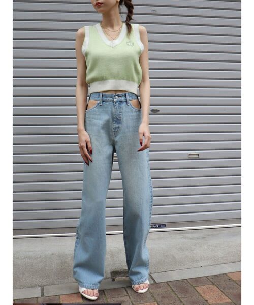 EVRIS（エヴリス）の「エンブレムクロップドニットベスト（ベスト・レディース・ブラック/グリーン・FREE）」の18枚目の写真