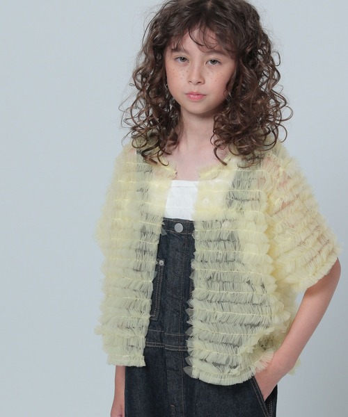 LOWRYS FARM（ローリーズファーム）の「チュールカーディガンＳＳ　130224（カーディガン/ボレロ・キッズ・イエロー/ブラック・FREE）」の2枚目の写真