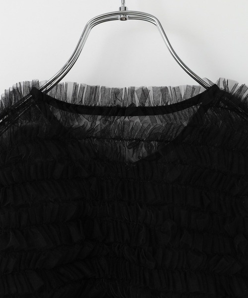 LOWRYS FARM（ローリーズファーム）の「チュールカーディガンＳＳ　130224（カーディガン/ボレロ・キッズ・イエロー/ブラック・FREE）」の7枚目の写真