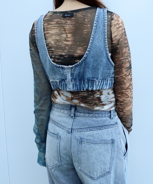 led.tokyo（レッドトウキョウ）の「【led.tokyo】デニムビスチェ（ベスト・レディース・グレー/ブルー・FREE）」の4枚目の写真