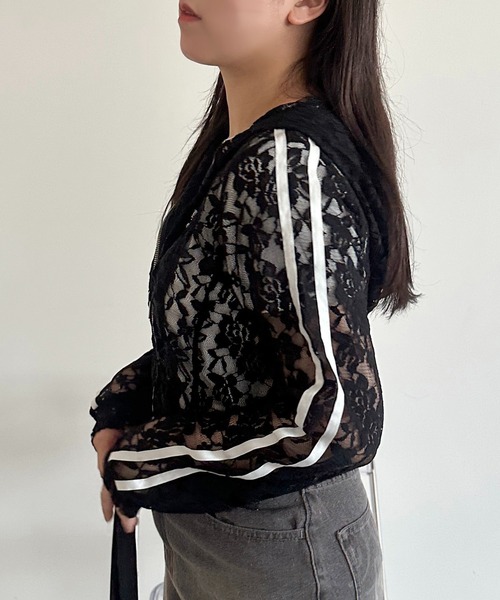 apres jour mignon(アプレジュールミニョン)の「ラインレースパーカー【ZOZOTOWN限定アイテム】(パーカー・レディース・ネイビー/ブラック/オフホワイト・X-LARGE/フリー)」の12枚目の写真