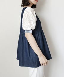 ライトデニム×レーストップス