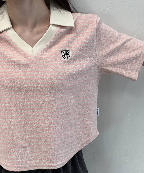 MAGPIEROBIN（マグパイロビン）の「MAGPIE ROBIN／ボーダーVネック T（Tシャツ/カットソー・レディース・ベビーピンク/ブラック・FREE）」の20枚目の写真