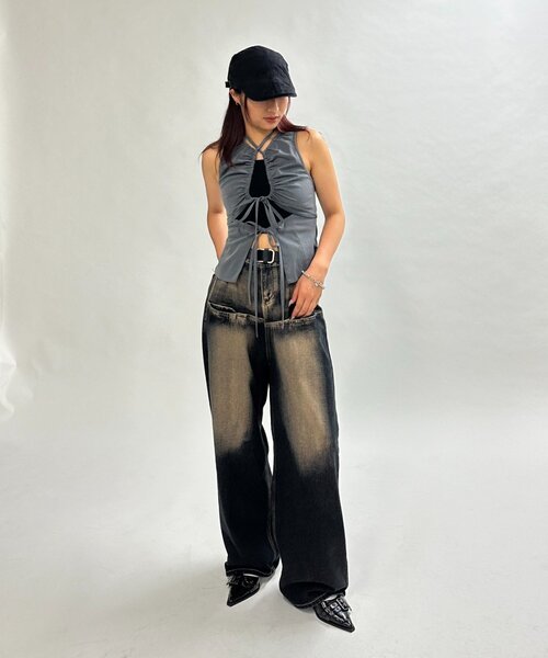 WHO'S WHO gallery（フーズフーギャラリー）の「ギャザーコイルデザインジレ（シャツ/ブラウス・レディース・ブラック/ネイビー/ピンク/グレー/サックスブルー/ブラック系その他・FREE）」の15枚目の写真