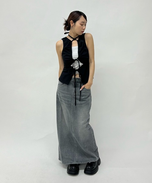 WHO'S WHO gallery（フーズフーギャラリー）の「ギャザーコイルデザインジレ（シャツ/ブラウス・レディース・ブラック/ネイビー/ピンク/グレー/サックスブルー/ブラック系その他・FREE）」の10枚目の写真