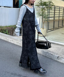 Kastane | 【低身長サイズ追加】フラワーレースキャミワンピース×タンクワンピースSET(ワンピース)