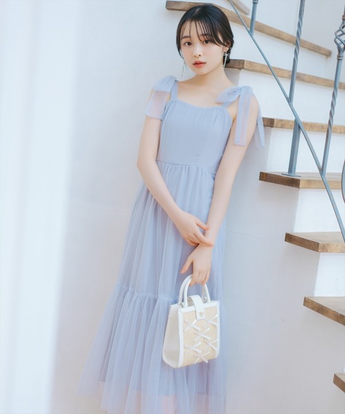 WILLSELECTION(ウィルセレクション)の「ショルダーリボンチュールティアードワンピース(ワンピース・レディース・ブラック/ダークブラウン/ラベンダー・FREE)」の3枚目の写真