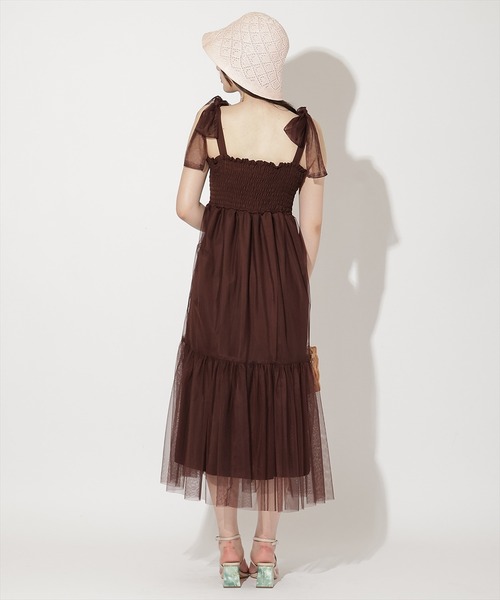 WILLSELECTION(ウィルセレクション)の「ショルダーリボンチュールティアードワンピース(ワンピース・レディース・ブラック/ダークブラウン/ラベンダー・FREE)」の17枚目の写真