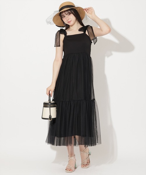 WILLSELECTION(ウィルセレクション)の「ショルダーリボンチュールティアードワンピース(ワンピース・レディース・ブラック/ダークブラウン/ラベンダー・FREE)」の11枚目の写真