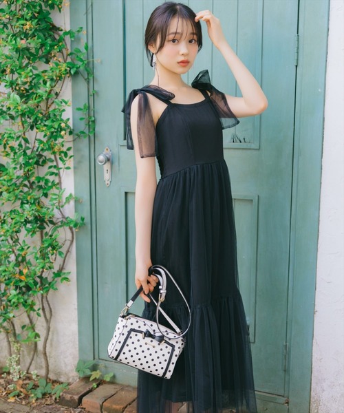 WILLSELECTION(ウィルセレクション)の「ショルダーリボンチュールティアードワンピース(ワンピース・レディース・ブラック/ダークブラウン/ラベンダー・FREE)」の14枚目の写真