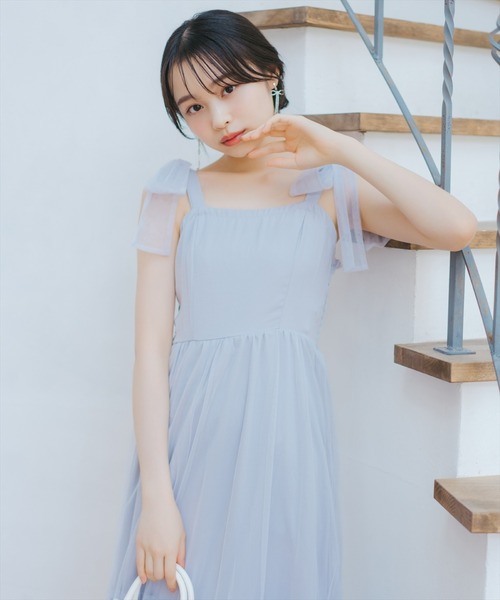 WILLSELECTION(ウィルセレクション)の「ショルダーリボンチュールティアードワンピース(ワンピース・レディース・ブラック/ダークブラウン/ラベンダー・FREE)」の5枚目の写真