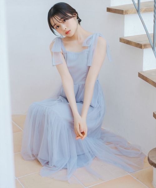 WILLSELECTION(ウィルセレクション)の「ショルダーリボンチュールティアードワンピース(ワンピース・レディース・ブラック/ダークブラウン/ラベンダー・FREE)」の6枚目の写真