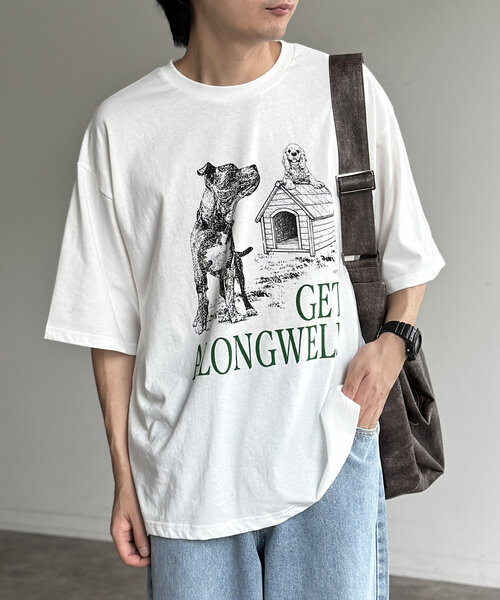 CPCM(シーピーシーエム)の「DOGイラストT(Tシャツ/カットソー・レディース・ホワイト系その他2/ホワイト/ホワイト系その他・MEDIUM/LARGE)」の1枚目の写真