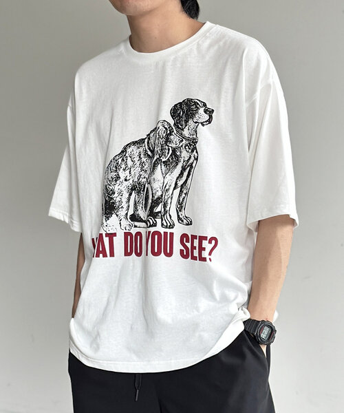 CPCM(シーピーシーエム)の「DOGイラストT(Tシャツ/カットソー・レディース・ホワイト系その他2/ホワイト/ホワイト系その他・MEDIUM/LARGE)」の3枚目の写真