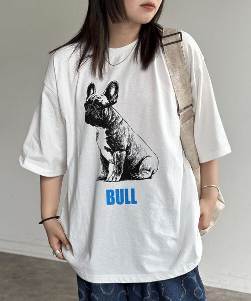 CPCM(シーピーシーエム)の「DOGイラストT(Tシャツ/カットソー・レディース・ホワイト系その他2/ホワイト/ホワイト系その他・MEDIUM/LARGE)」の2枚目の写真