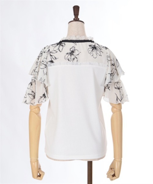 axes femme（アクシーズファム）の「フロッキーチュール切替プルオーバー（Tシャツ/カットソー・レディース・サックスブルー/ブラック/ホワイト・FREE）」の17枚目の写真