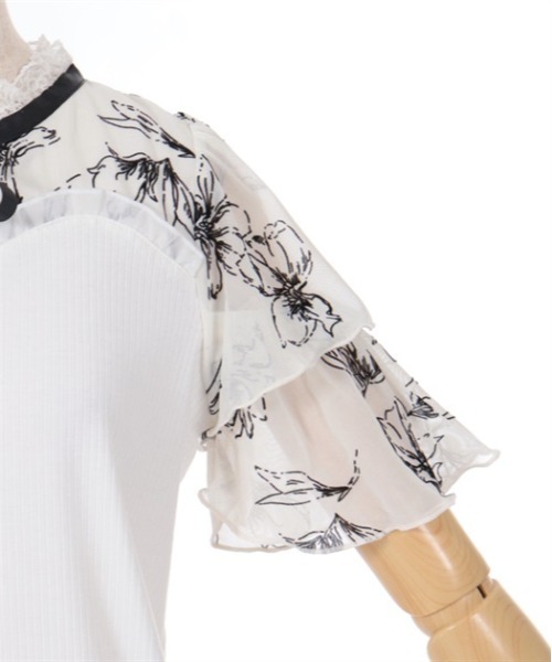 axes femme（アクシーズファム）の「フロッキーチュール切替プルオーバー（Tシャツ/カットソー・レディース・サックスブルー/ブラック/ホワイト・FREE）」の21枚目の写真