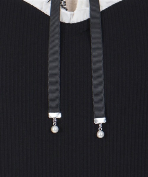 axes femme（アクシーズファム）の「フロッキーチュール切替プルオーバー（Tシャツ/カットソー・レディース・サックスブルー/ブラック/ホワイト・FREE）」の10枚目の写真